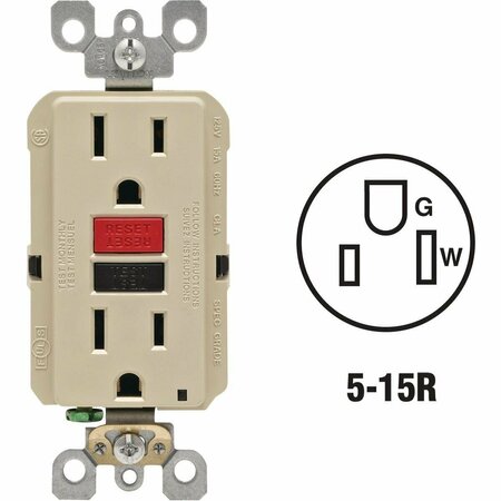LEVITON SmartlockPro Self-Test 15A Ivory Residential Grade 5-15R GFCI Outlet R71-GFNT1-0RI